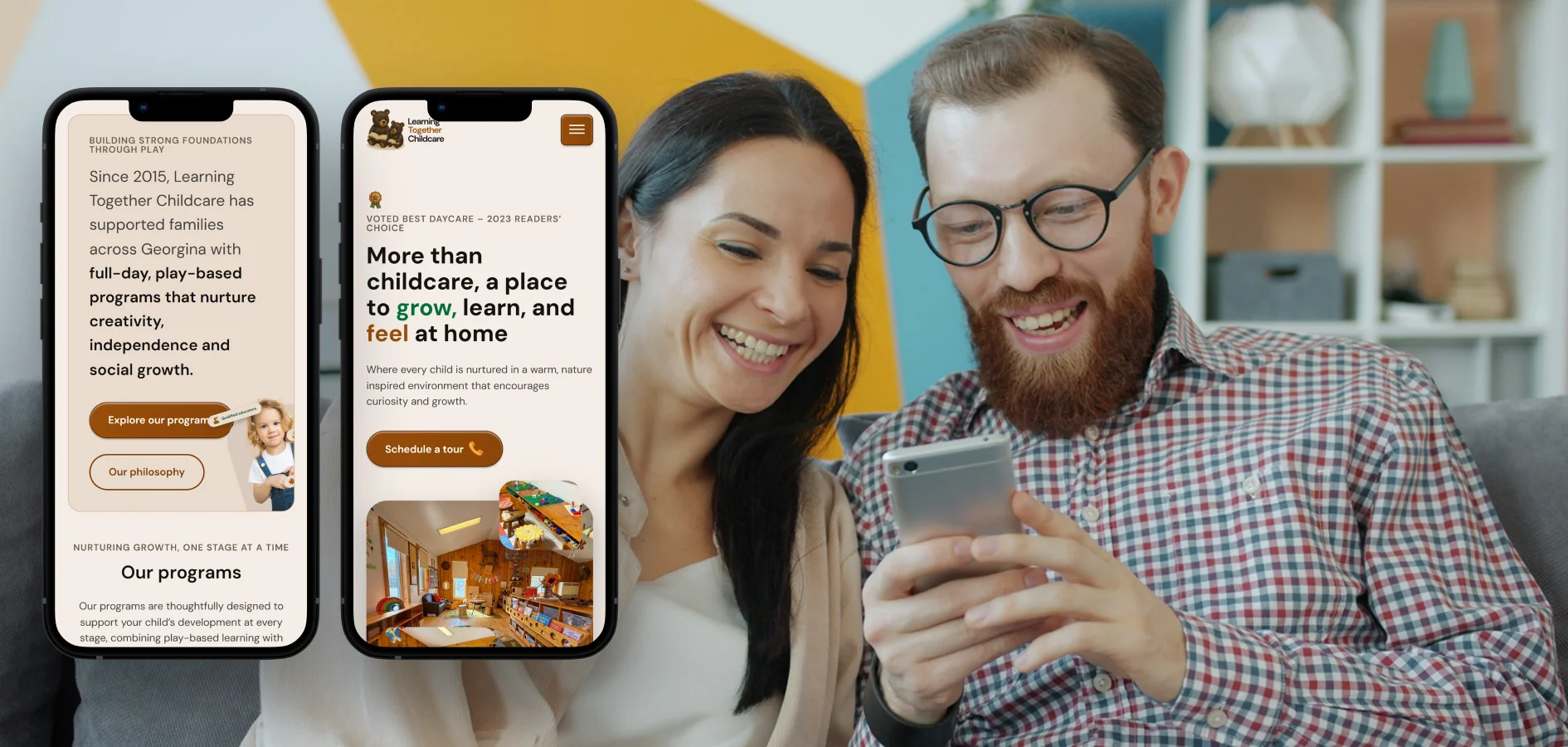 Learning together child care landing page graphic