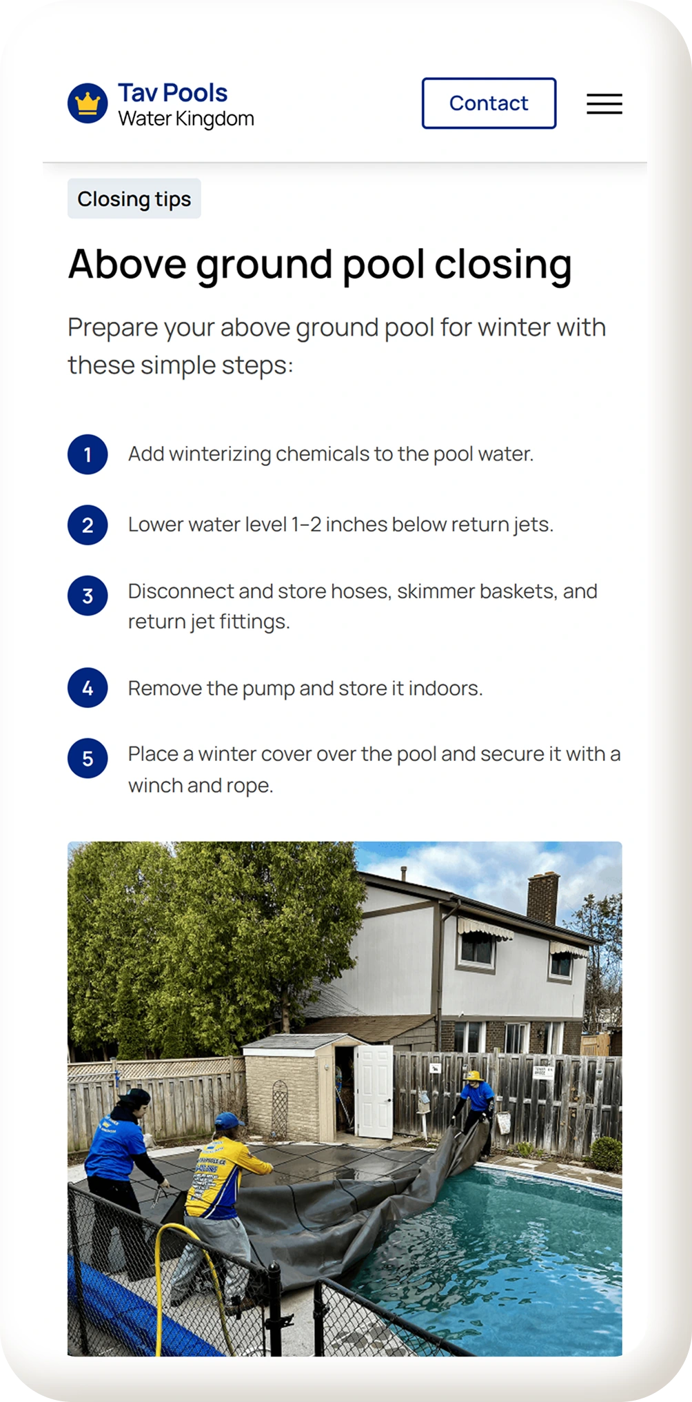 Tav Pools Mobile hifi mock up