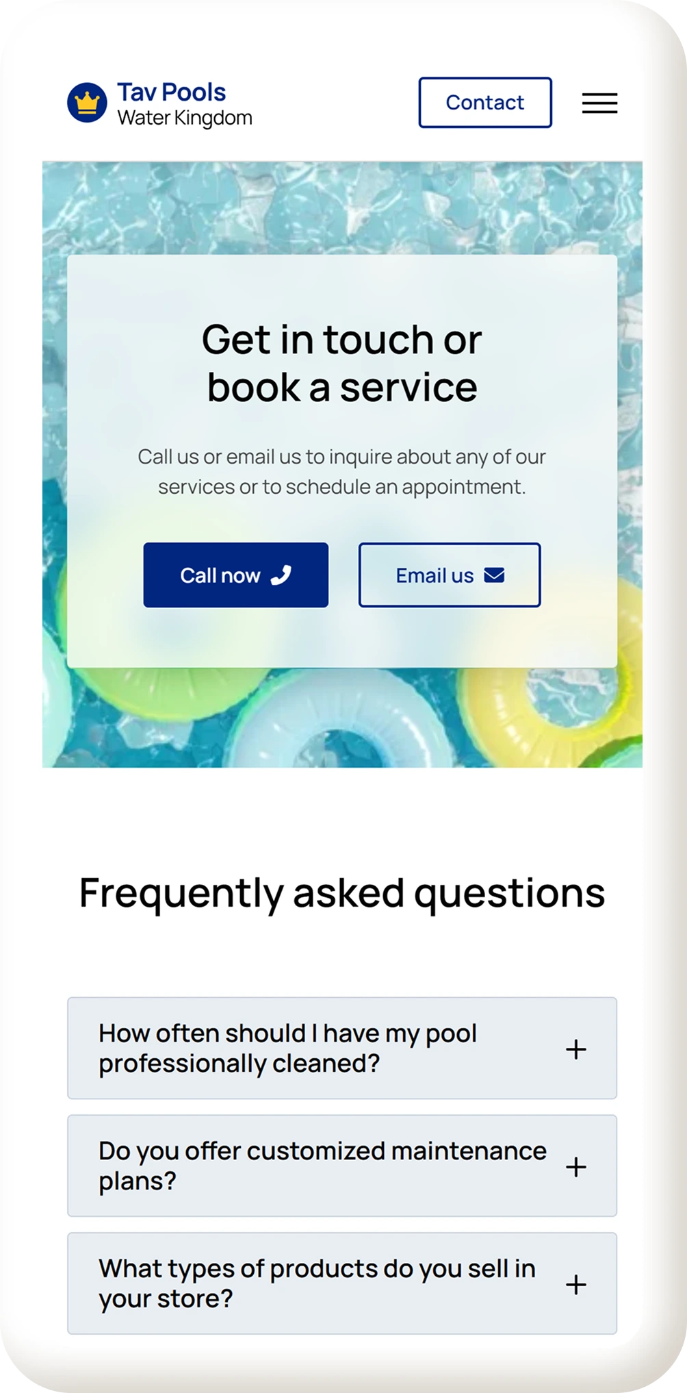 Tav Pools Mobile hifi mock up