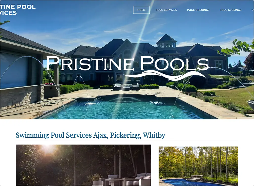 Screen shot of the website Swim Pristine